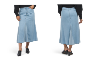 Image of sale on Pleated Midi Denim Skirt