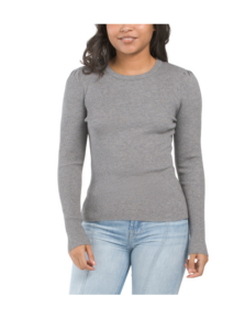 Image of sale on Long Sleeve Ribbed Sweater with Puff Shoulders