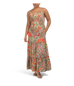 Image of sale on Linen Blend Strappy Tiered Maxi Dress