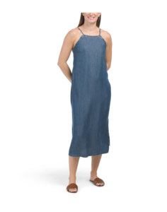 Image of sale on Tencel Blend Sleeveless Midi Shift Dress