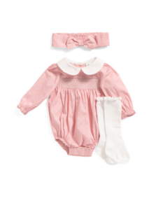Image of sale on Newborn Girls Smocked Bodysuit Set 3m-12m