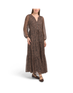 Image of sale on Printed Shine Chiffon Maxi Dress
