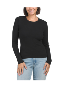 Image of sale on Long Sleeve Ribbed Sweater with Puff Shoulder Details