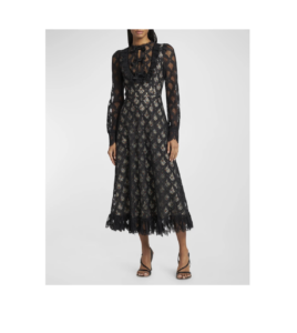Image of sale on Lace Midi Dress with Tapestry Patterned Underlayer