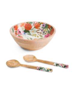 Image of sale on Mango Wood and Resin Salad Bowl with 2 Serving Spoons