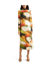 Image of sale on Jessie Abstract Floral Long Sleeve Knit Midi Dress
