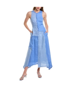 Image of sale on Thalassa Patchwork Fringe Linen Midi Dress