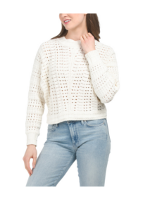 Image of sale on Dolman Sleeve Crew Neck Cable Knit Sweater