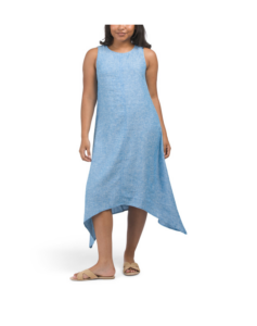 Image of sale on Linen Blend Jazzy Sharkbite Midi Dress