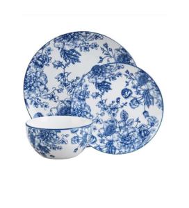 Image of sale on Blue Floral 12 Piece Dinnerware Set, Service for 4
