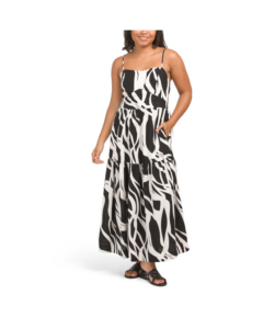 Image of sale on Linen Blend Printed Maxi Dress