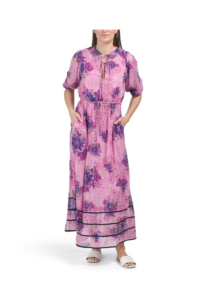 Image of sale on Puff Sleeve Floral Maxi Dress