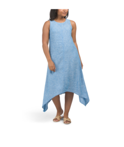 Image of sale on Linen Blend Jazzy Sharkbite Midi Dress