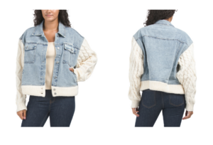 Image of sale on Sweater Denim Mix Trucker Jacket