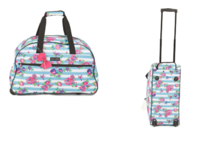 Image of sale on Stripe Floral Wheeled Weekender