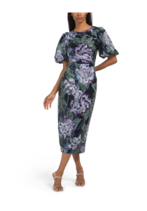 Image of sale on Bubble Sleeve Sequin Midi Dress