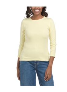 Image of sale on Three-quarter Sleeve Crew Neck Top