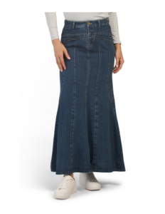 Image of sale on High Rise Denim Maxi Skirt