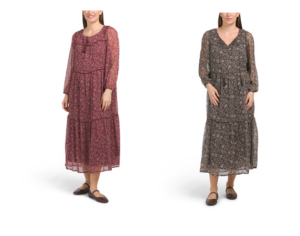Image of sale on Long Sleeve Peasant Tiered Maxi Dress