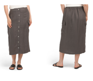Image of sale on Linen Button Front Cargo Pocket Skirt