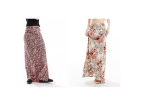 Image of sale on Picot Trim Bias Maxi Skirt in Patchwork Print