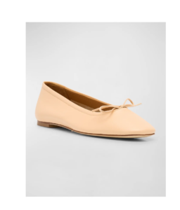 Image of sale on Delfina Leather Bow Ballerina Flats