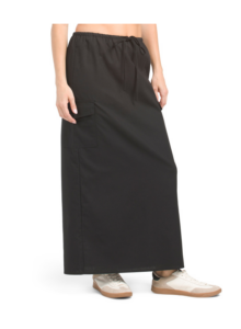 Image of sale on Linen Blend High Waisted Cargo Maxi Skirt