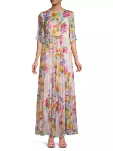 Image of sale on Fionna Floral Silk Maxi Dress