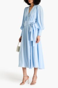 Image of sale on Silk Crepe De Chine Midi Wrap Dress