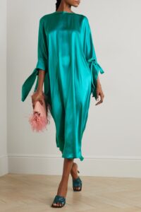 Image of sale on Bow-detailed Silk-satin Kaftan