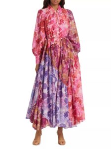 Image of sale on Abstraction Collisions Floral Cotton Maxi Shirtdress