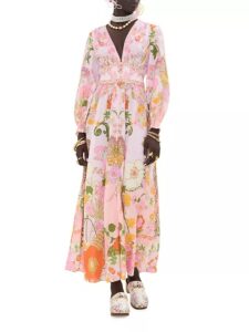 Image of sale on Floral Linen V-neck Maxi Dress