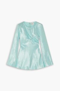 Image of sale on Moonglade Embellished Gathered Linen-blend Top