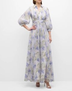 Image of sale on Pleated Sequin-embellished Floral-print Gown