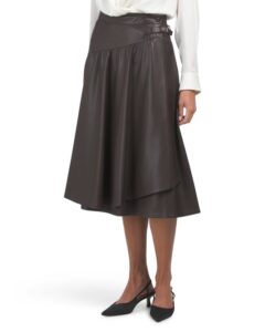 Image of sale on Faux Leather Midi Whisper Skirt