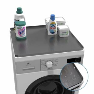 Image of sale on 23.6″ X 23.6″ Non-slip Silicone Washer Dryer Top Protector Mat, Waterproof Washer Dryer Cover Pad for Laundry & Kitchen (gray)