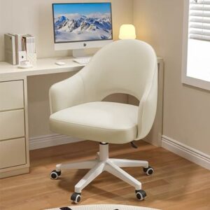 Image of sale on Wxjhl Home Office Chair Velvet Vanity Chairs Cute Makeup Desk Chair with Wheels Mid Back Computer Chairs Height Adjustable Small Swivel Rolling Task Chair, Beige