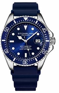 Image of sale on Stuhrling Original Men’s Dive Watch Silver 42 Mm Case with Screw Down Crown Rubber Strap Water Resistant to 330 Ft