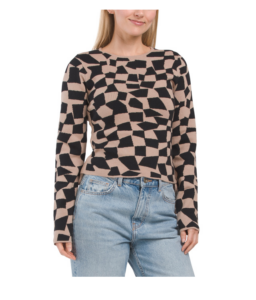 Image of sale on Long Sleeve Abstract Print Top