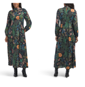 Image of sale on Long Sleeve Turtle Neck Floral Maxi Dress