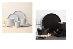 Image of sale on Stone Lain Celina Modern Stoneware 16-piece Dinnerware Set, Plates and Bowls Set, White Glossy, Dish Set Service for 4