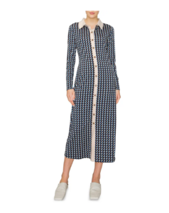 Image of sale on Geo Print Long Sleeve Knit Shirtdress