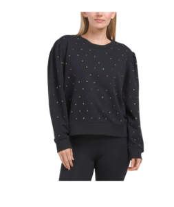 Image of sale on Pleated Sleeve Crew Neck Sweatshirt