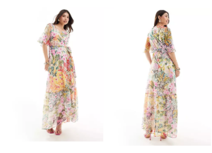 Image of sale on Wrap Maxi Dress in Bright Floral Print