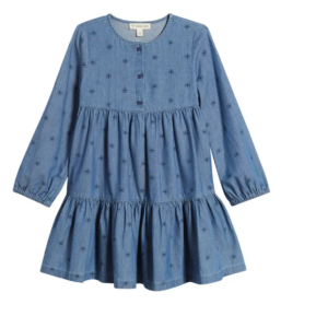 Image of sale on Kids’ Sun Tiered Long Sleeve Denim Dress