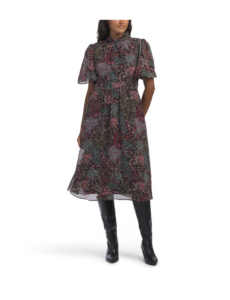 Image of sale on Flutter Sleeve Floral Midi Dress 44in Long