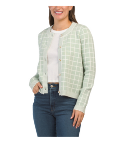 Image of sale on Windowpane Button Front Cardigan