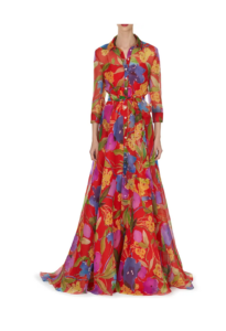 Image of sale on Floral Print Silk Chiffon Trench Gown Size 2