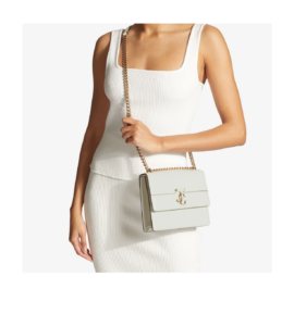 Image of sale on Latte Fine Shiny Calf Leather Shoulder Bag with Light Gold Jc Bar