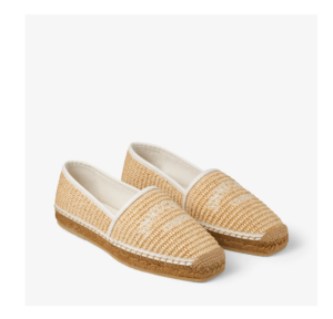 Image of sale on Natural Jimmy Choo Embroidered Raffia Espadrilles
